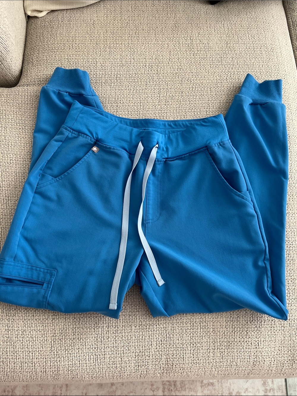 Figs Capri Blue High Waisted Zamora Scrub Pants